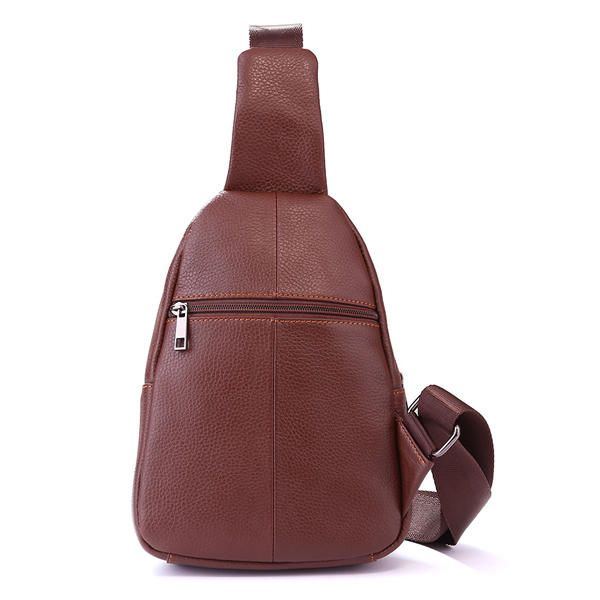 Retro Herren Casual Outdoor Sport Echtes Leder Brusttasche Umhängetasche