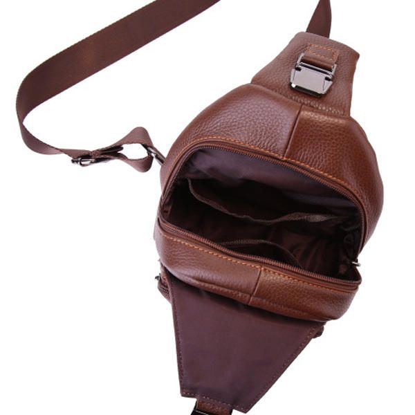 Retro Herren Casual Outdoor Sport Echtes Leder Brusttasche Umhängetasche