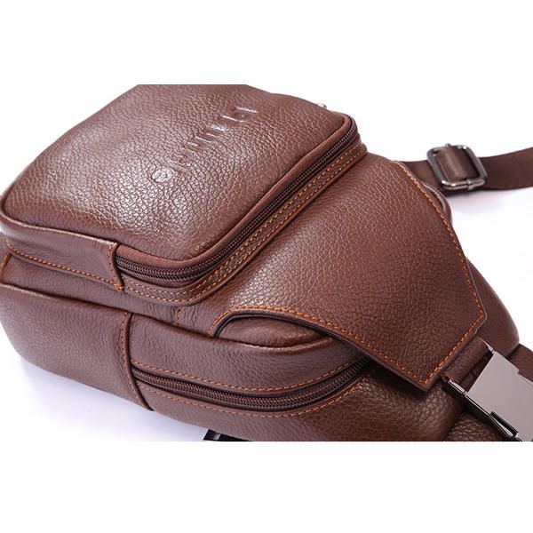 Retro Herren Casual Outdoor Sport Echtes Leder Brusttasche Umhängetasche