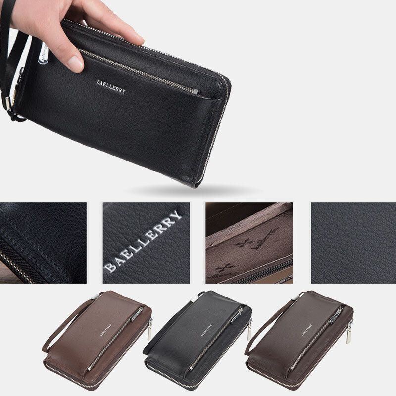 Baellerry Herren Kunstleder Lange Geldbörse Clutches Tasche Handytasche