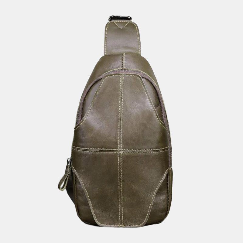 Herren Echtes Leder Anti Diebstahl Retro Casual Business Umhängetasche Brusttasche Sling Bag