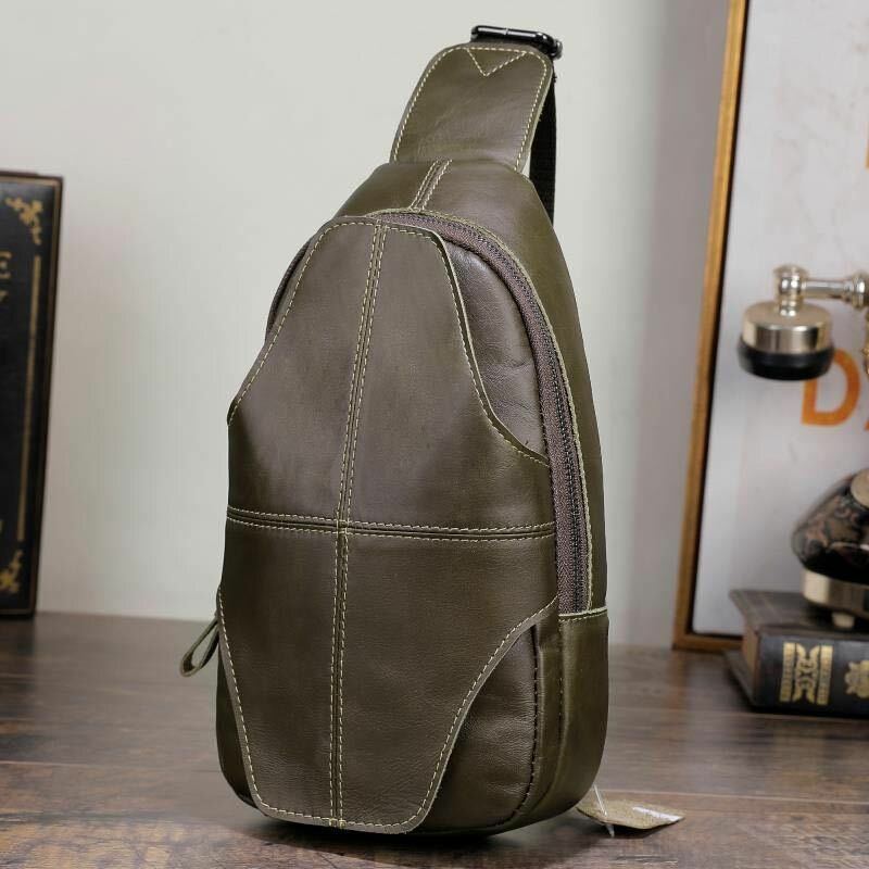 Herren Echtes Leder Anti Diebstahl Retro Casual Business Umhängetasche Brusttasche Sling Bag