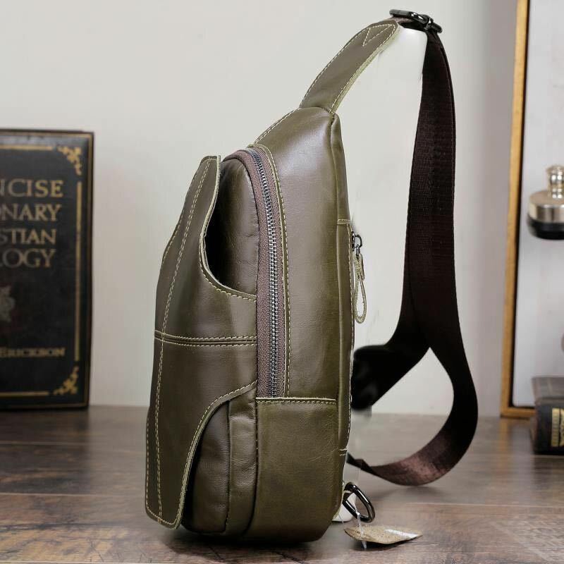 Herren Echtes Leder Anti Diebstahl Retro Casual Business Umhängetasche Brusttasche Sling Bag