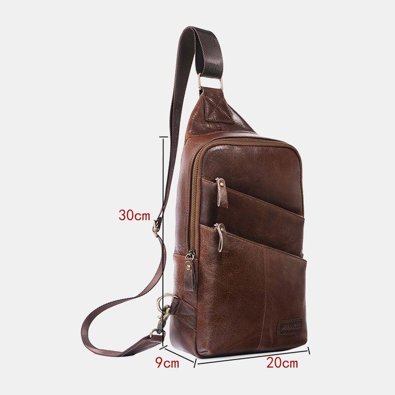 Herren Echtes Leder Casual Solid Business Umhängetasche Umhängetasche Brusttasche