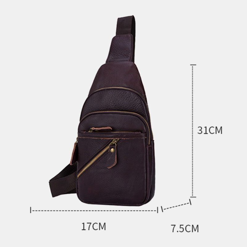 Herren Echtes Leder Mehrlagig Leichte Umhängetasche Brusttasche Sling Bag