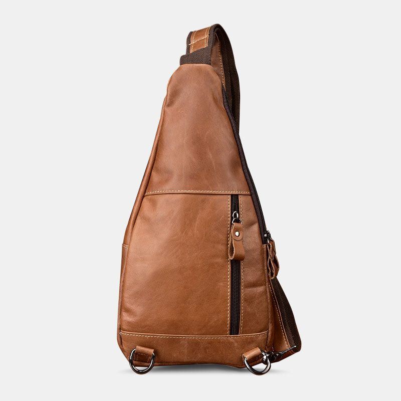 Herren Echtleder Diebstahlschutz Brusttasche Mit Mehreren Taschen Retro Wear Wasserdichte Umhängetasche