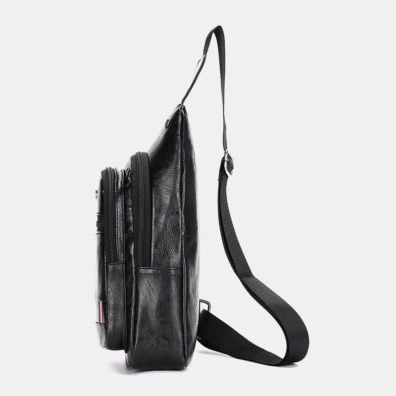 Herren Kopfhörerloch Business Multi Pocket Umhängetasche Brusttasche Sling Bag