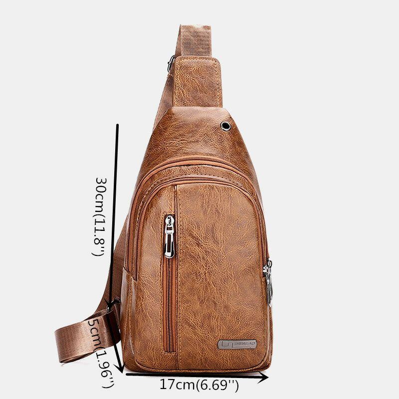 Herren Kopfhörerloch Business Multi Pocket Umhängetasche Brusttasche Sling Bag