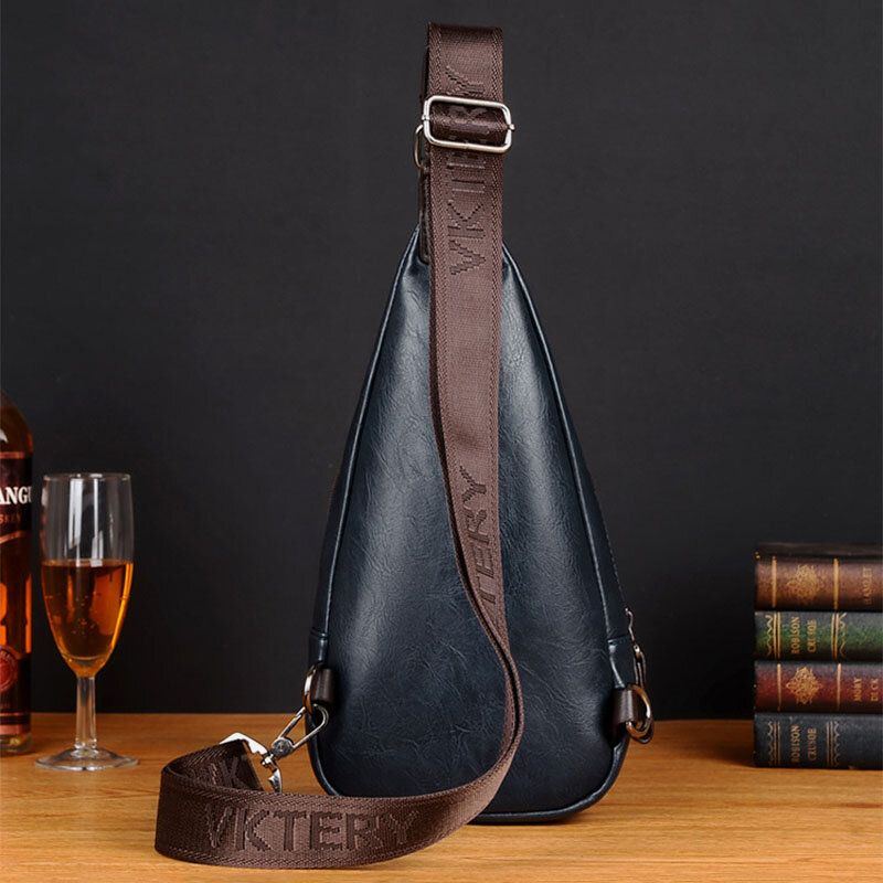 Herren Kunstleder Retro Business Travel Brusttasche Umhängetasche