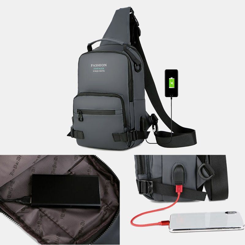 Herren Multi Layer Space Business Feste Umhängetasche Umhängetasche Brusttasche Mit Usb Aufladung