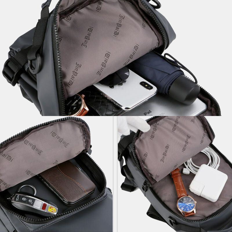 Herren Multi Layer Space Business Feste Umhängetasche Umhängetasche Brusttasche Mit Usb Aufladung