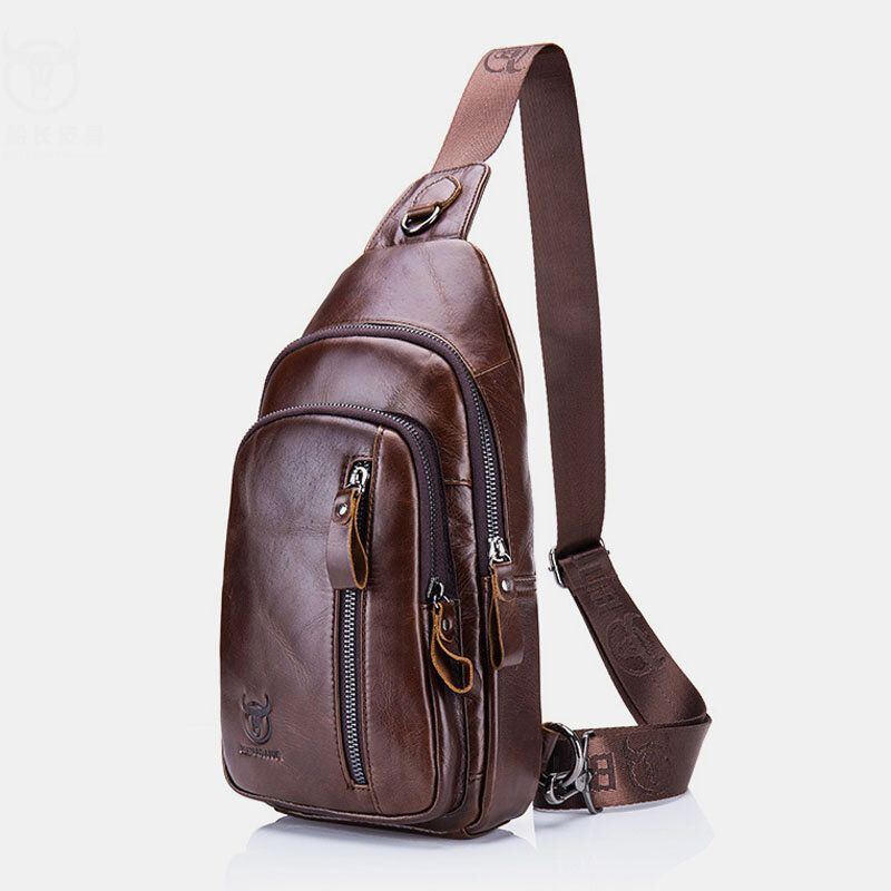 Herren Multi Pocket Rindsleder Brusttasche Lässige Sport Multifunktionale Umhängetasche Mit Großer Kapazität Umhängetasche