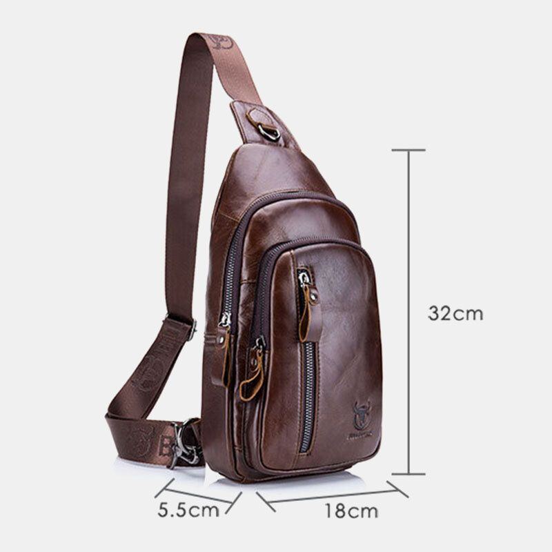 Herren Multi Pocket Rindsleder Brusttasche Lässige Sport Multifunktionale Umhängetasche Mit Großer Kapazität Umhängetasche