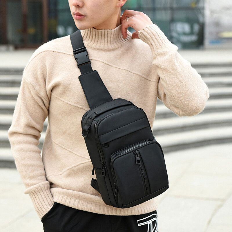 Herren Polyester Multi Carry Mittlere Kapazität Mit Usb Aufladung Brusttasche Umhängetasche