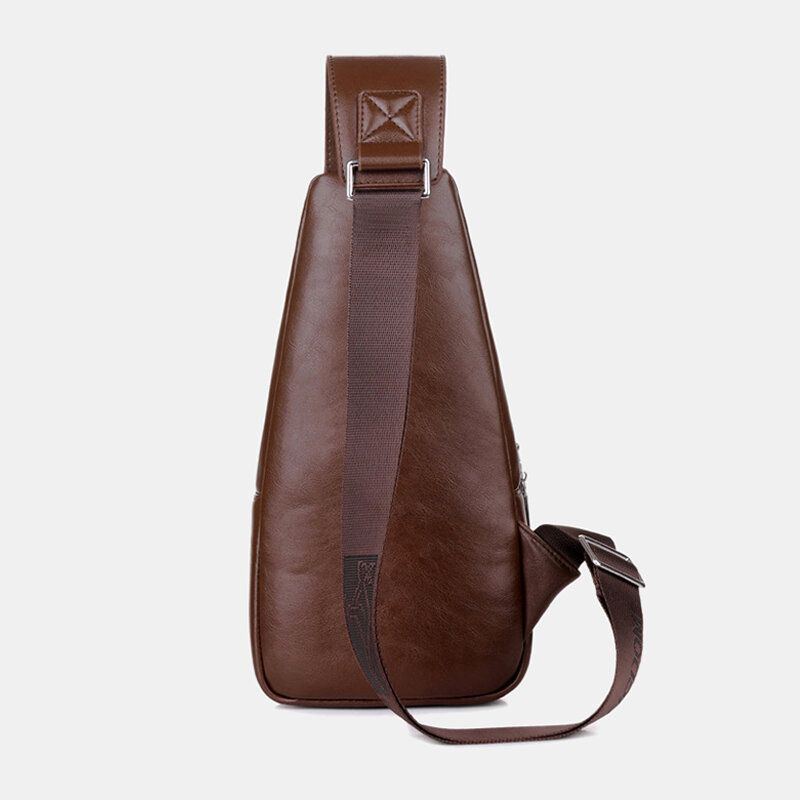 Herren Pu Leder Business Casual Outdoor Wasserdicht Multi Trage Umhängetasche Umhängetasche Brusttasche Mit Usb Aufladung