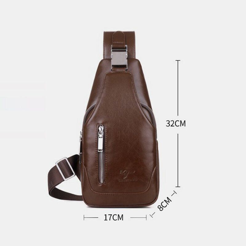 Herren Pu Leder Business Casual Outdoor Wasserdicht Multi Trage Umhängetasche Umhängetasche Brusttasche Mit Usb Aufladung