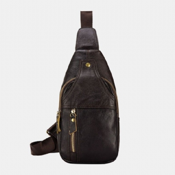 Herren Umhängetasche Aus Echtem Leder Retro Große Kapazität Brusttasche Umhängetasche