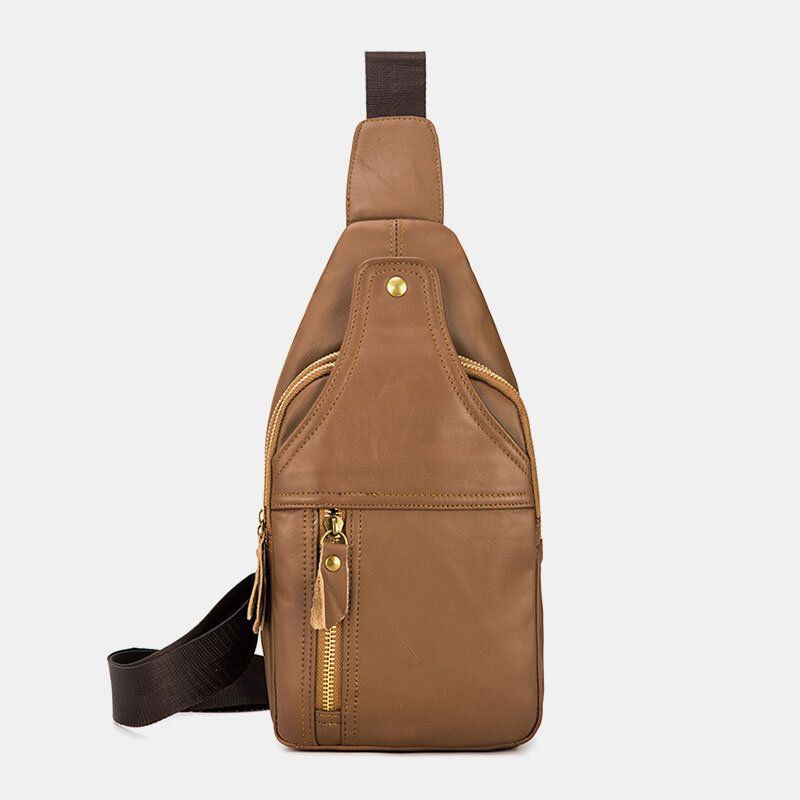 Herren Umhängetasche Aus Echtem Leder Retro Große Kapazität Brusttasche Umhängetasche