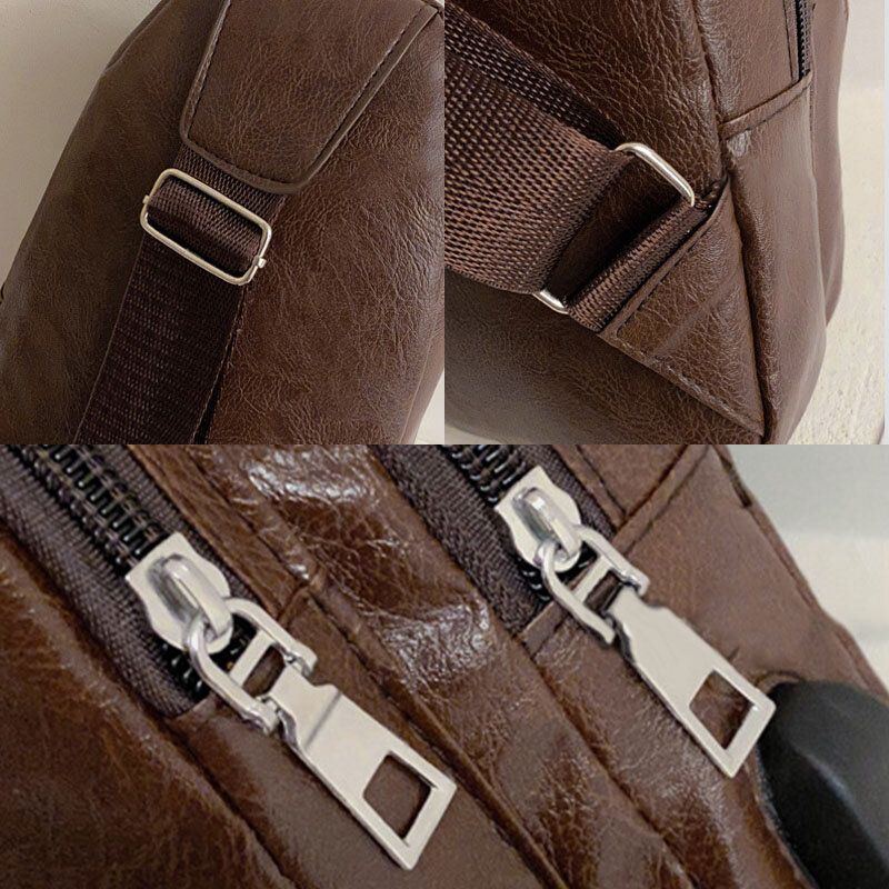 Herren Umhängetasche Aus Pu Leder Mit Mehreren Taschen Brusttasche Sling Bag