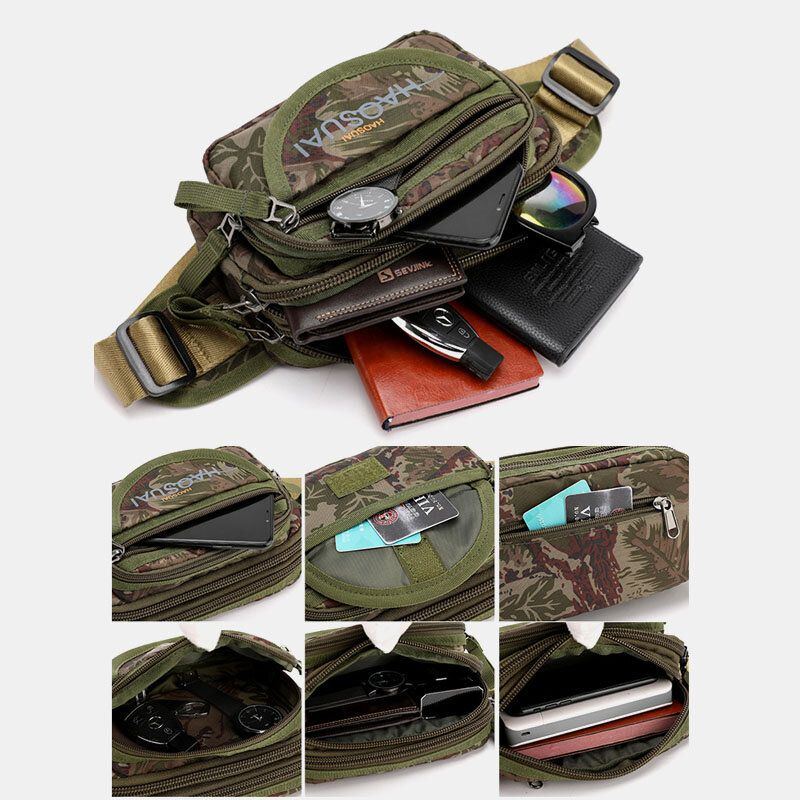 Herren Wasserdichte Multi Pocket Camouflage Outdoor Brusttasche Gürteltasche Sling Bag