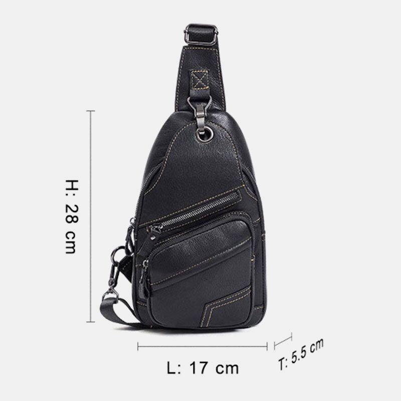 Herren Echtes Leder Große Kapazität Outdoor Lässige Brusttasche Wandelbarer Schultergurt Schultertasche Mit Mehreren Taschen Umhängetasche