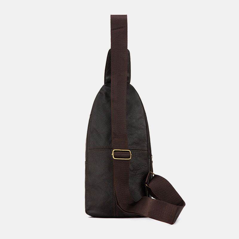 Herren Echtes Leder Mehrschichtig Wasserdichte Lässige Umhängetasche Brusttasche Sling Bag