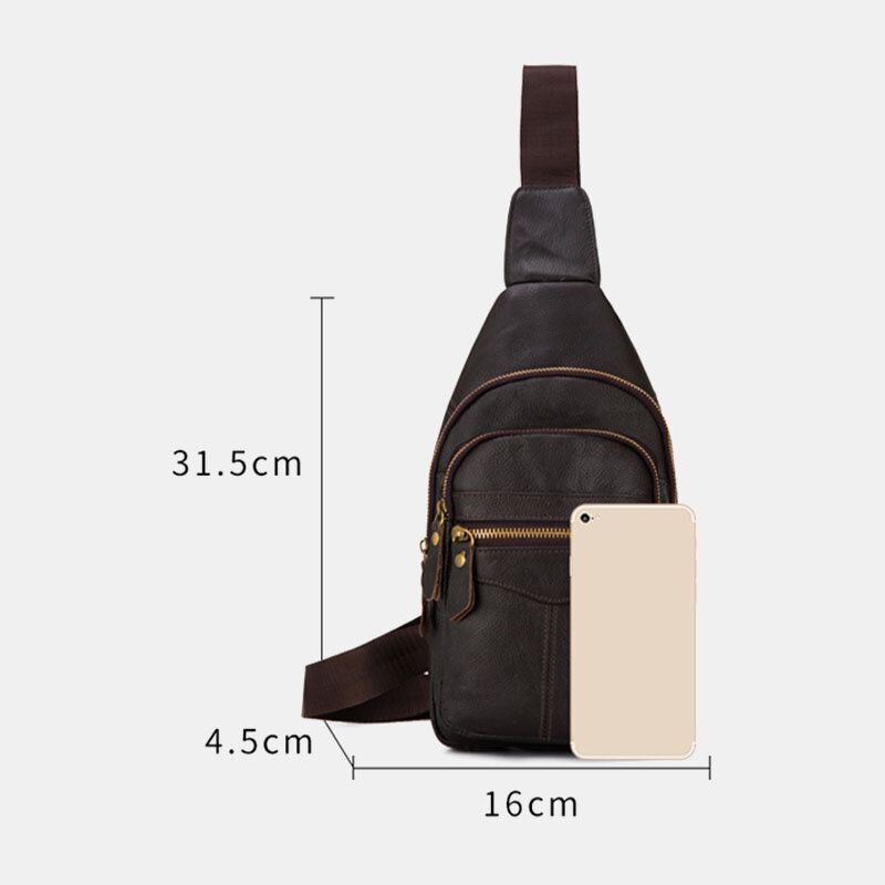 Herren Echtes Leder Mehrschichtig Wasserdichte Lässige Umhängetasche Brusttasche Sling Bag