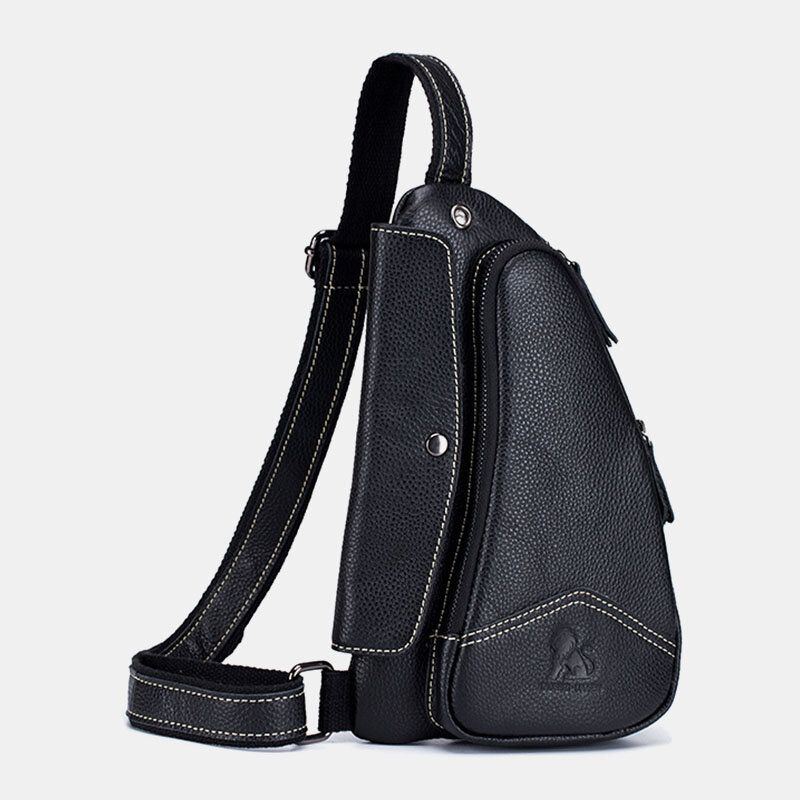 Herren Echtes Leder Rindsleder Dreieck Form Mode Retro Business Umhängetasche Brusttasche