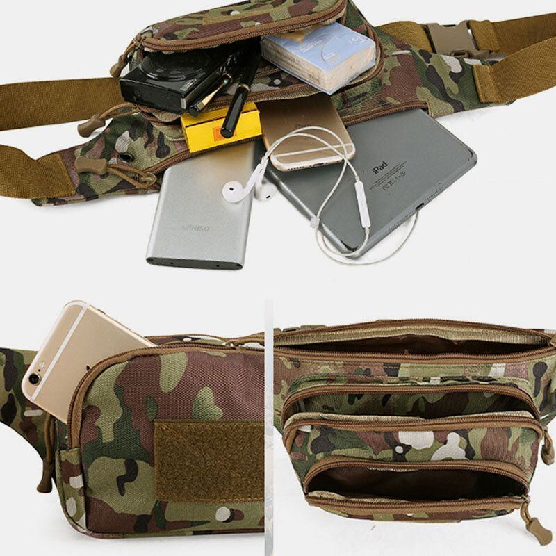 Herren Nylon Multi Carry Multi Pocket Outdoor Tactical Camouflage Reiten Gürteltasche Umhängetasche Brusttasche