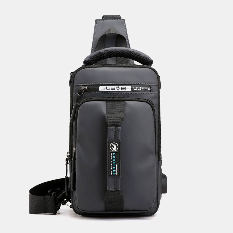 Herren Nylon Usb Lade Lässige Outdoor Kurze Brusttasche Umhängetasche Rucksack