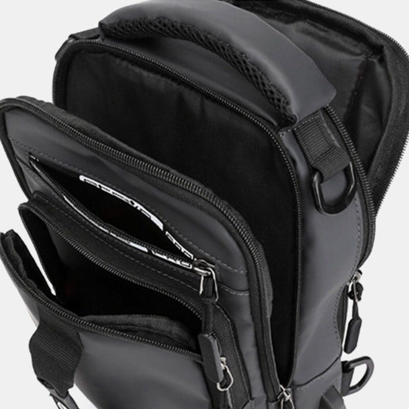 Herren Nylon Usb Lade Lässige Outdoor Kurze Brusttasche Umhängetasche Rucksack