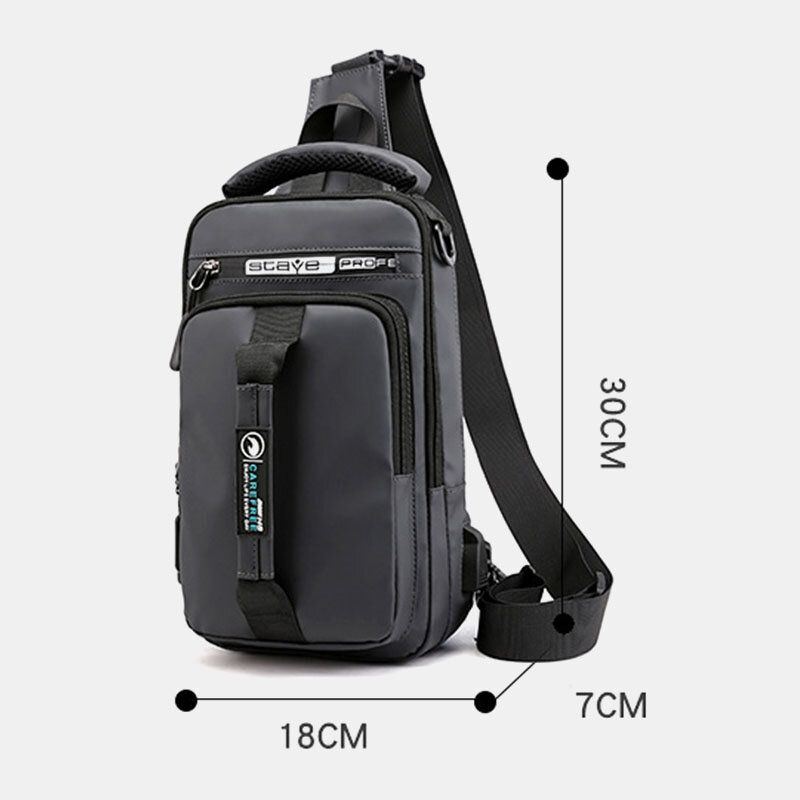 Herren Nylon Usb Lade Lässige Outdoor Kurze Brusttasche Umhängetasche Rucksack