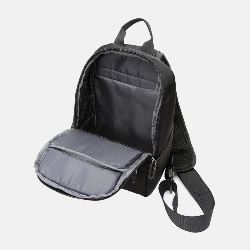 Herren Oxford Große Kapazität Usb Aufladung Mehrschichtige Wasserdichte Umhängetasche Brusttasche Sling Bag