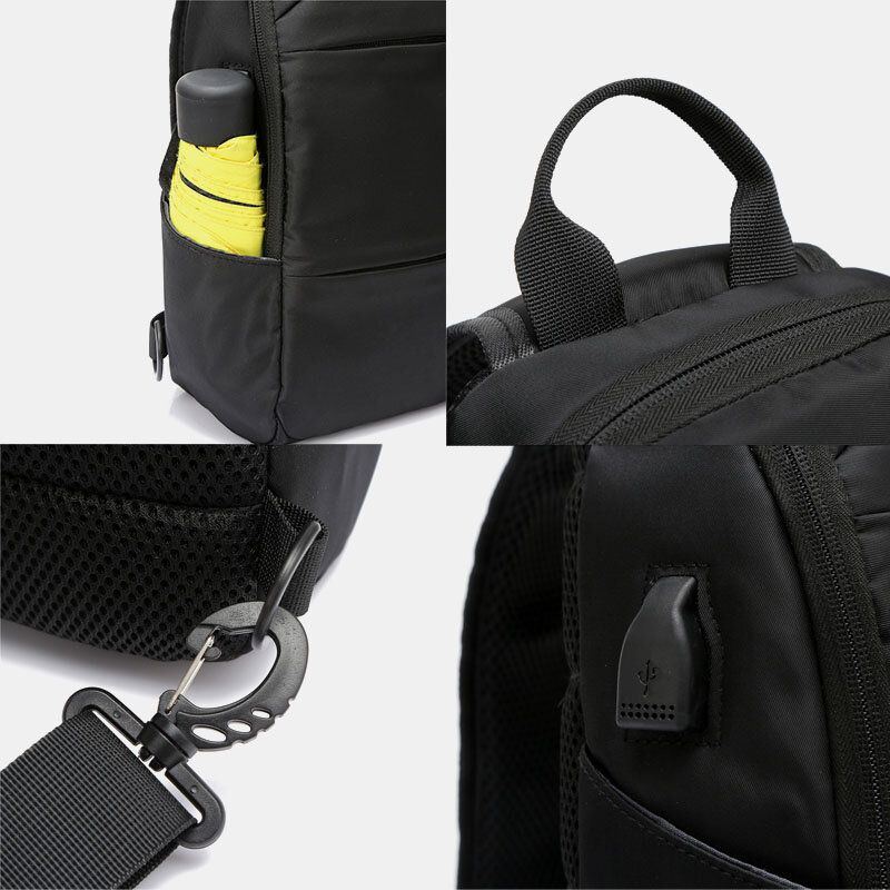 Herren Oxford Große Kapazität Usb Aufladung Mehrschichtige Wasserdichte Umhängetasche Brusttasche Sling Bag