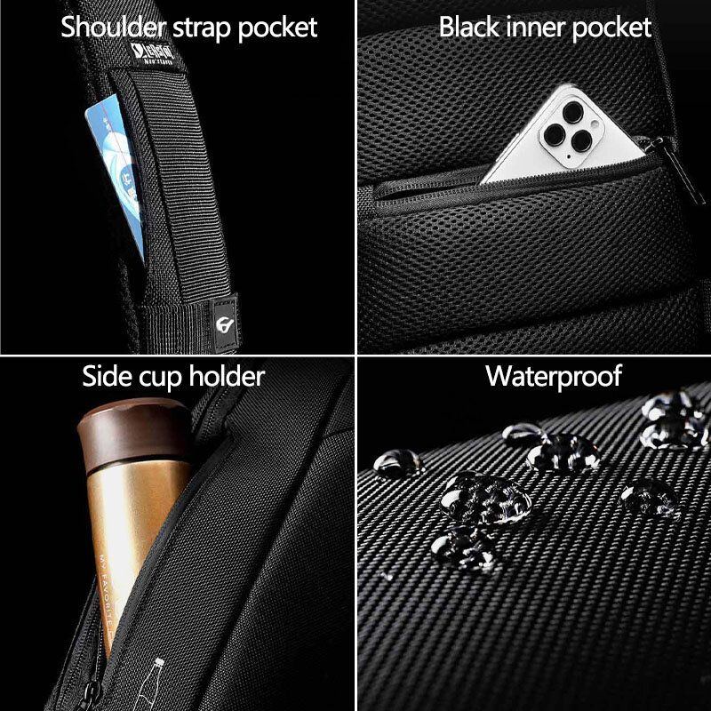 Herren Oxford Password Lock Anti Diebstahl Reflektionsstreifen Design Wasserdichte Umhängetasche Mit Mehreren Taschen Brusttasche