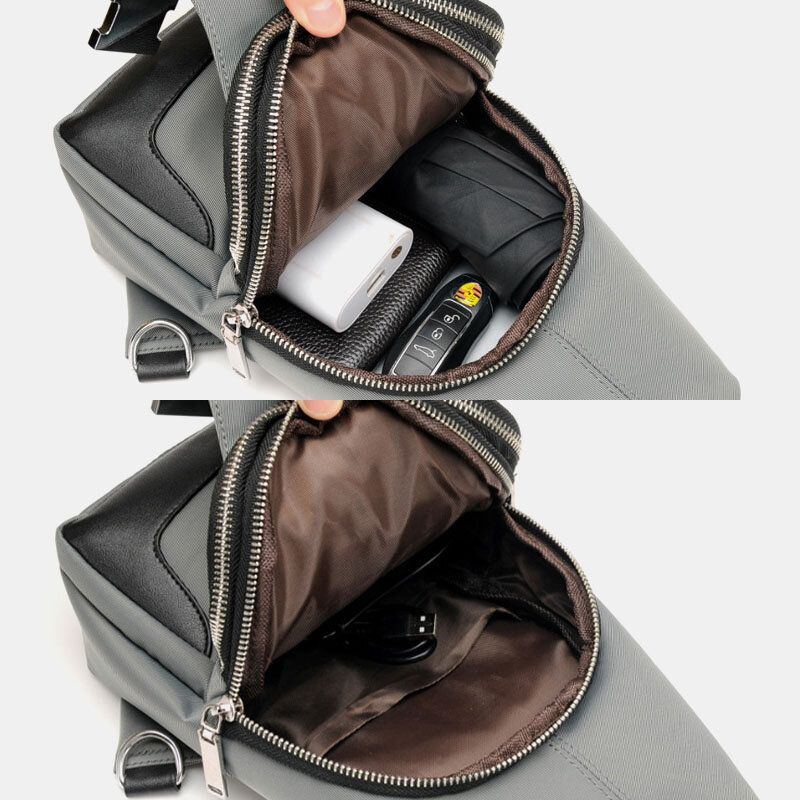 Herren Oxford Usb Aufladung Wasserdicht Casual Outdoor Umhängetasche Brusttasche Sling Bag