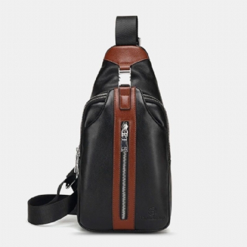 Herren Pu Leder Multi Pocket Große Kapazität Wasserdichte Sport Brusttaschen Umhängetasche Schulter