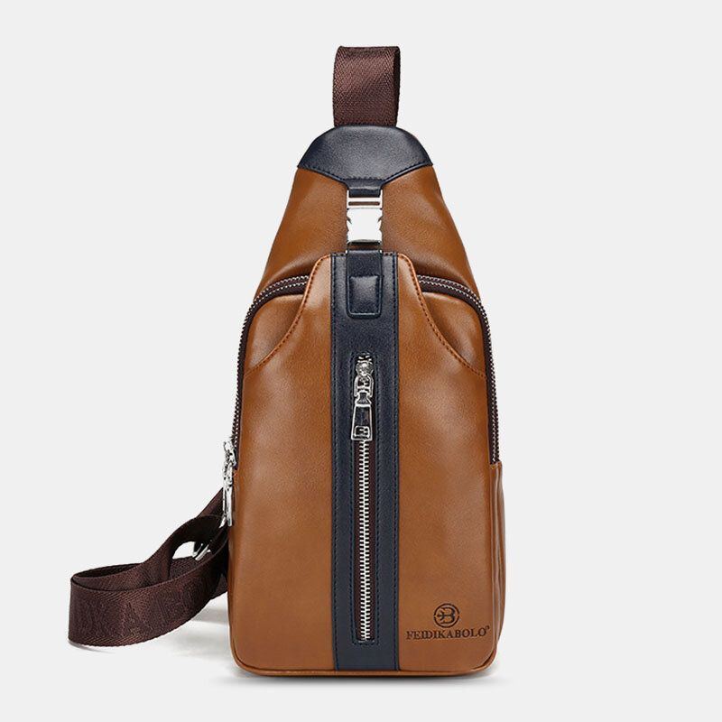 Herren Pu Leder Multi Pocket Große Kapazität Wasserdichte Sport Brusttaschen Umhängetasche Schulter