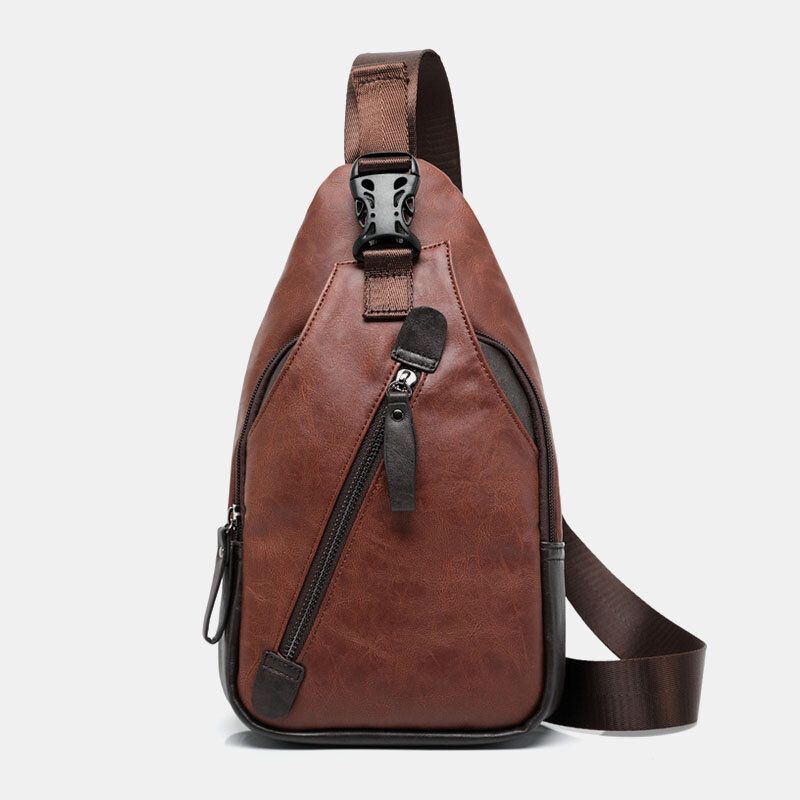 Herren Pu Leder Multi Pocket Wasserdichte Lässige Umhängetasche Brusttasche Sling Bag