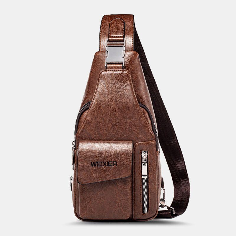 Herren Pu Leder Multifunktionale Große Kapazität Wasserdichte 6.5 Zoll Telefontasche Brusttasche Crossbody Taschen