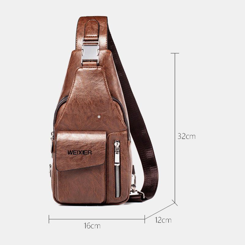 Herren Pu Leder Multifunktionale Große Kapazität Wasserdichte 6.5 Zoll Telefontasche Brusttasche Crossbody Taschen