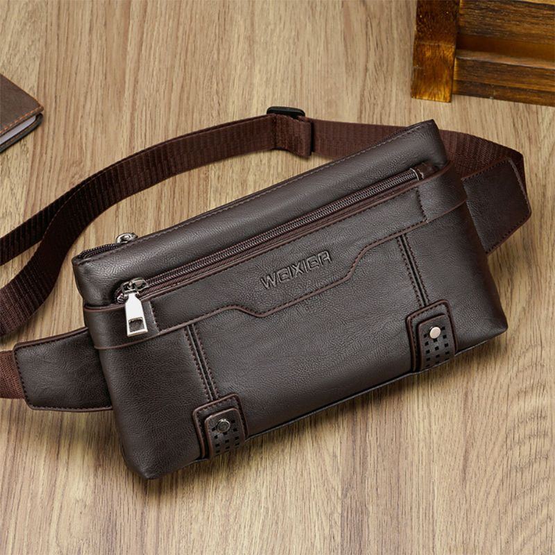 Herren Pu Leder Wasserdichte Brusttasche Mit Großer Kapazität Outdoor Ausflug 6.5 Zoll Handytasche Crossbody Taschen Umhängetasche