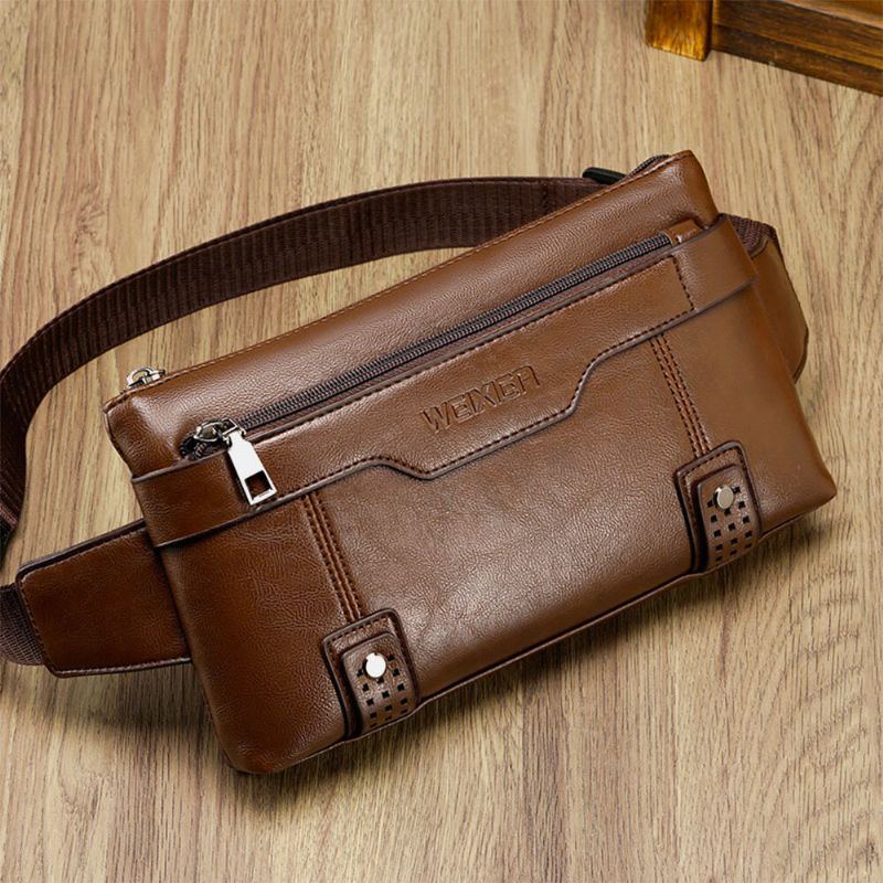 Herren Pu Leder Wasserdichte Brusttasche Mit Großer Kapazität Outdoor Ausflug 6.5 Zoll Handytasche Crossbody Taschen Umhängetasche