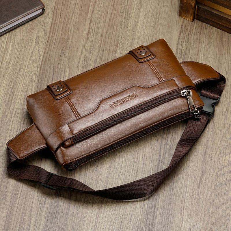 Herren Pu Leder Wasserdichte Brusttasche Mit Großer Kapazität Outdoor Ausflug 6.5 Zoll Handytasche Crossbody Taschen Umhängetasche