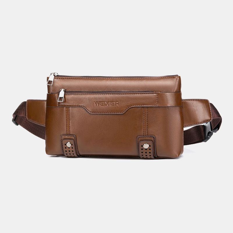 Herren Pu Leder Wasserdichte Brusttasche Mit Großer Kapazität Outdoor Ausflug 6.5 Zoll Handytasche Crossbody Taschen Umhängetasche