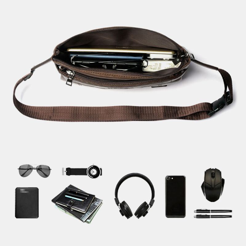 Herren Pu Leder Wasserdichte Brusttasche Mit Großer Kapazität Outdoor Ausflug 6.5 Zoll Handytasche Crossbody Taschen Umhängetasche