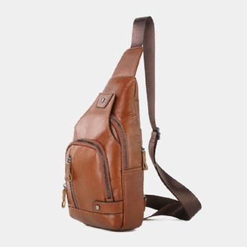 Herren Retro Echtleder Multifunktions Hasp Brusttasche Mit Mehreren Taschen Tragen Sie Eine Crossbody Tasche