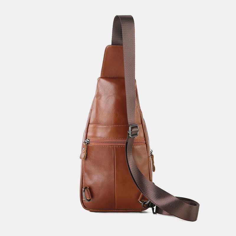 Herren Retro Echtleder Multifunktions Hasp Brusttasche Mit Mehreren Taschen Tragen Sie Eine Crossbody Tasche