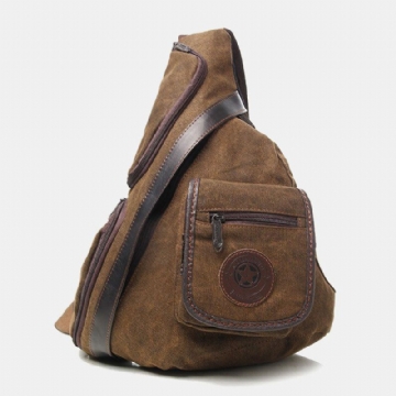 Herren Retro Washed Canvas Multi Pocket Wasserdichte Brusttasche Outdoor Sport Große Kapazität Verschleißfeste Umhängetasche Umhängetasche