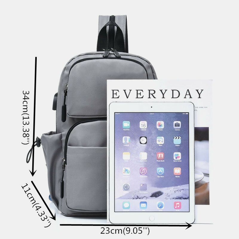 Herren Usb Aufladung Multi Carry Multi Layer Wasserdichte Umhängetasche Brusttasche Sling Bag Rucksack